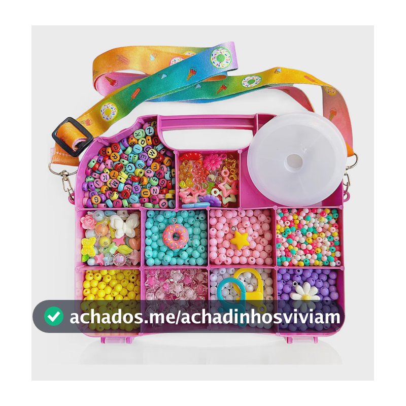 Kit Pulseiras Infantil 2000 Peças Miçangas Coloridas C/ Estojo Rosa