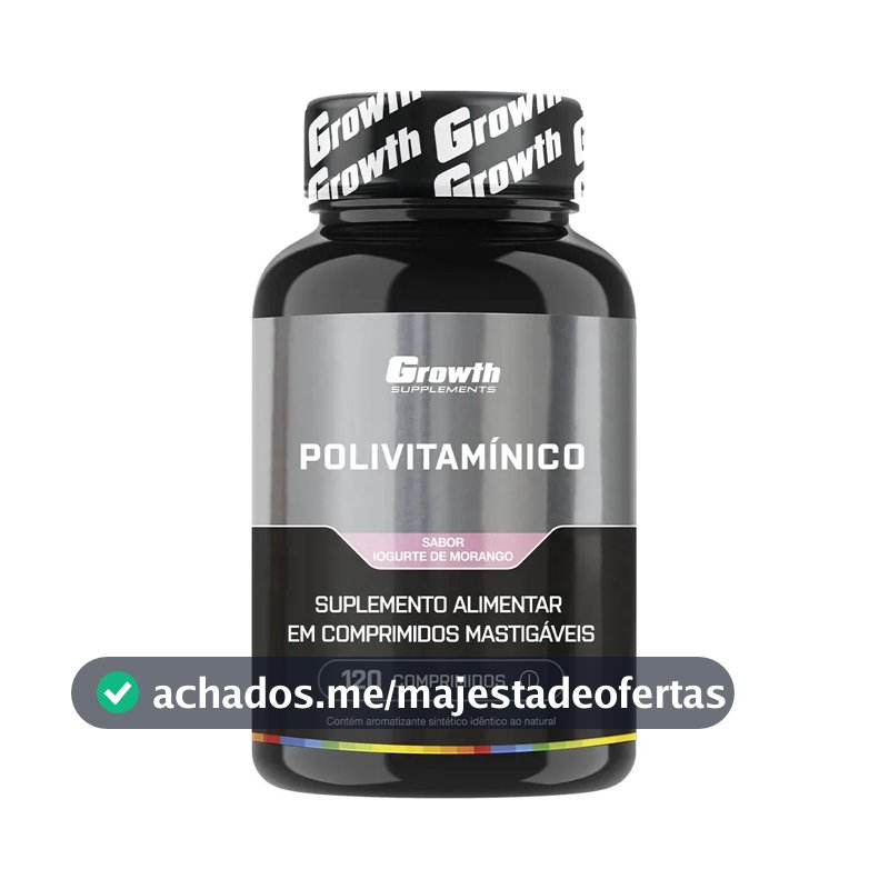 Polivitaminico Mastigável 120un. Growth Supplements - Sabor Morango