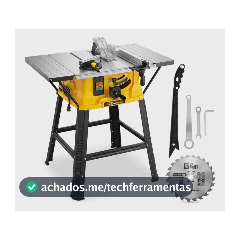 Serra Circular De Mesa C/ Bancada 10pol 1800w Ajuste 45° Com Disco Tbbt04 The Black Tools