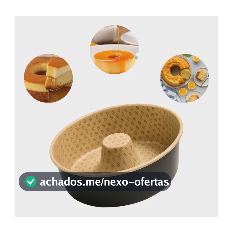 Forma Pudim Antiaderente C/ Tubo Bolo Pudim 25 Teflon Alta Preto