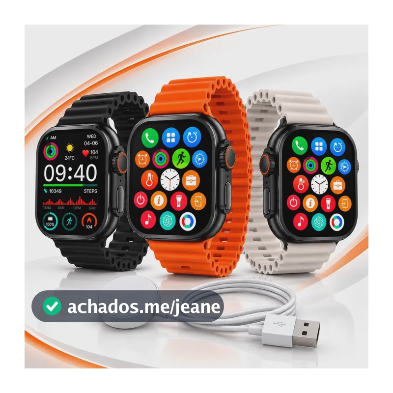 Relógio Smartwatch Ultra Sport Amoled Gps Nfc Titânio 49mm Preto Ondulada