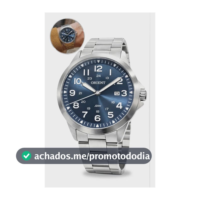 Relógio Orient Eternal MBSS1380 Cor Prateado com Fundo Azul