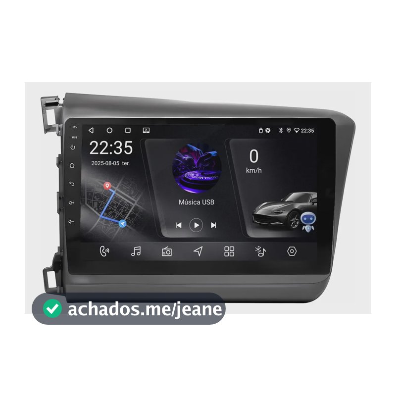 Multimidia Civic G9 9p Android Auto Carplay 4gb 64gb Grafite