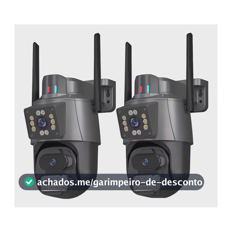 Kit 2 Câmera Segurança Ip App Icsee Lente Dupla Cor Preto
