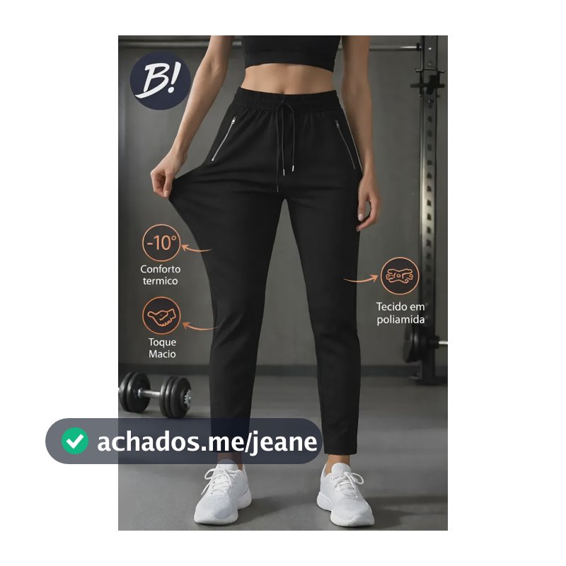 Calça Feminina Com Elastano Esportiva Fitness Slim Fitness Preto Barra Reta G 40/44