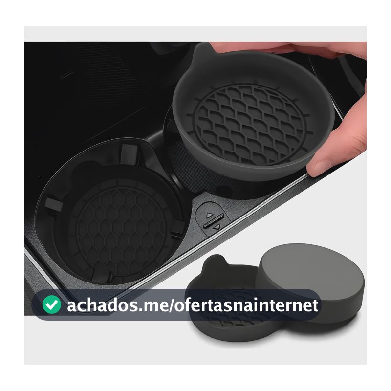 Kit 2pçs Porta Copos Carro Suporte Silicone Antiderrapante Preto