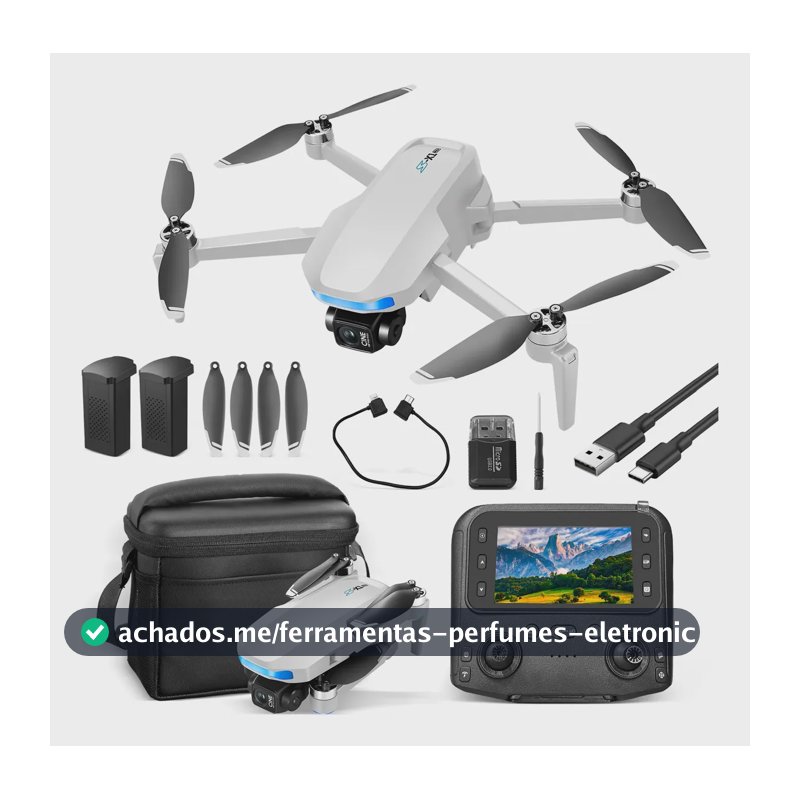 Gps Drone Profissional C/5.9'' Tela Câmera Gimbal De 3 Eixos Branco