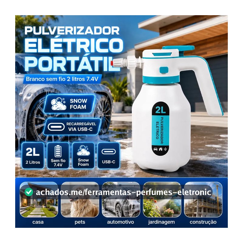 Pulverizador Elétrico VERUNTO 2 L para Carro, Jardim e Casa, com Bateria