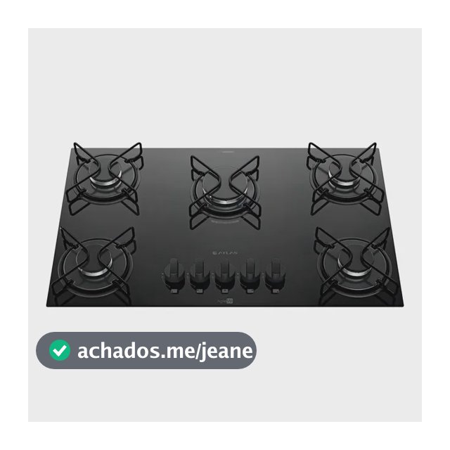 Cooktop 5 Bocas A Gás Atlas Agile Up Mega Chama Preto