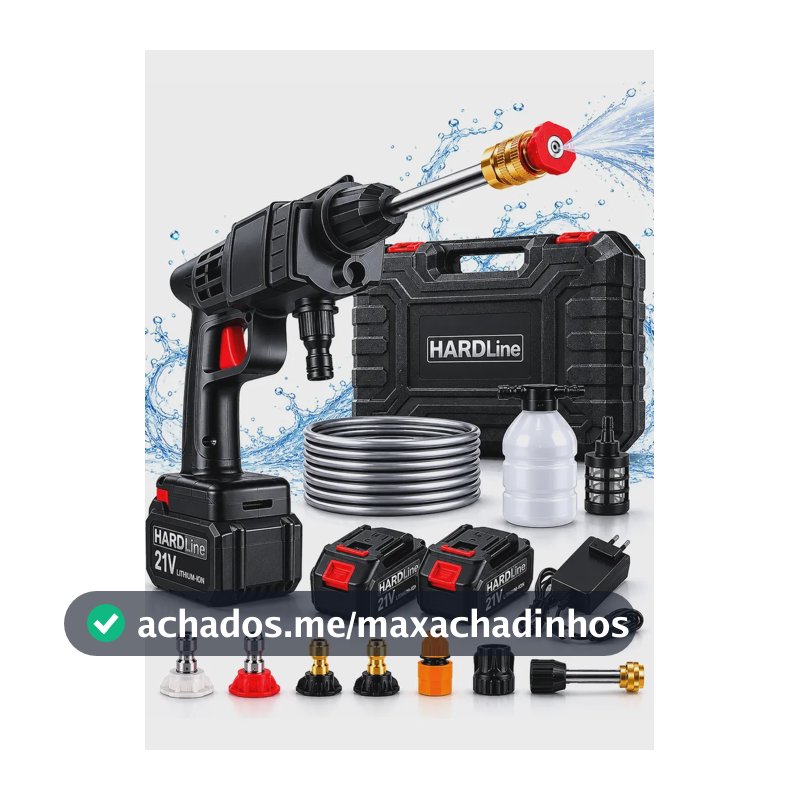 Lavadora Alta Pressão Portátil Recarregável Sem Fio Bivolt Hardline