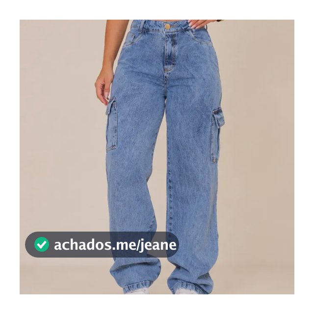Calça Cargo Jeans Feminina Wide Leg Cintura Alta Stillger