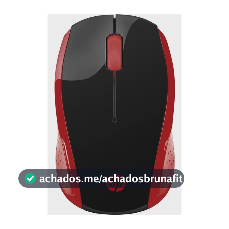 Mouse sem Fio HP 200 Oman Vermelho - com Sensor Óptico de até 1000 DPI, Ambidestro, Conexão Wireless com Receptor Nano de 2.4GHz e até 10 m de Distância (2HU82AA)
