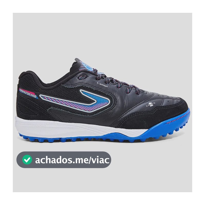 Chuteira Society Topper Dominator Club Vi Unissex Preto Mas Preto Azul Pink 38 Br