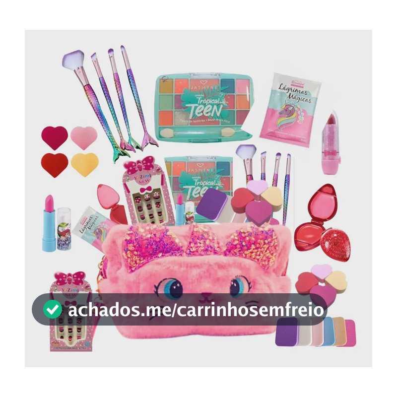 Kit Maquiagem Infantil Maleta + Batom Sombra Unha Gloss