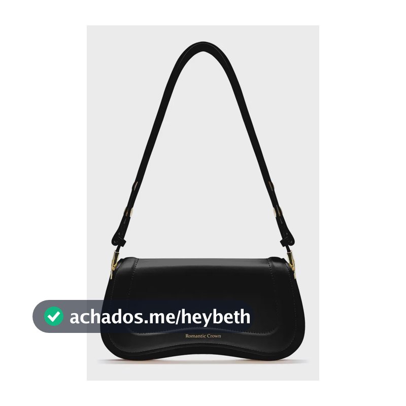 Bolsa Transversal Feminina Romantic Crown Preta de Couro PU com Antifurto