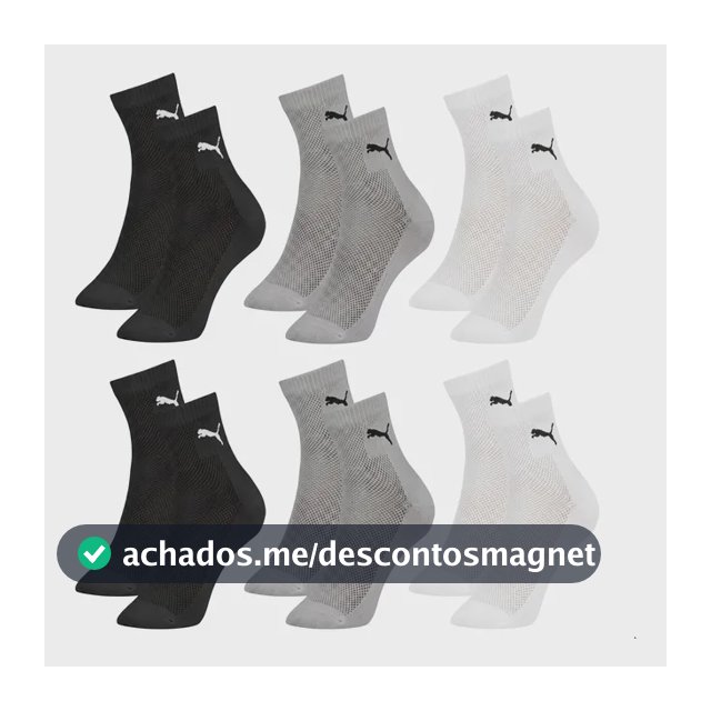 Kit 6 Pares Meias Puma Cano Médio Esportiva Algodão Original