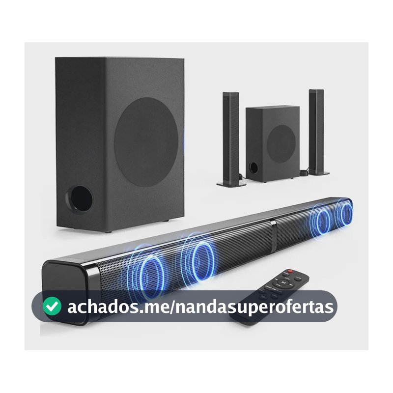 Caixa De Som Soundbar 200W Home Theater Tv Sound Bar Com Subwoofer Bluetooth Som Cinema, Com HDMI ARC, óptico, AUX e Coaxial