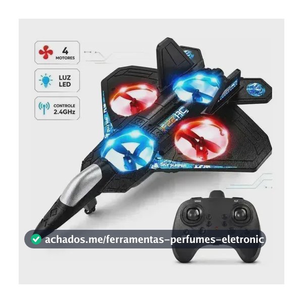 Drone Design Avião Crianças Iniciantes Avião Rc Com Luz Negra Combat Aircraft Controle Remoto 2.4ghz 4 Motores