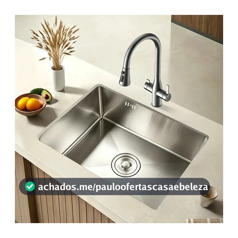 Cuba Pia de Cozinha Gourmet Inox Aço Inoxidável Anti-ruído com Cesto Escorredor Acessórios e Válvula de Drenagem Alta Durabilidade WINDA