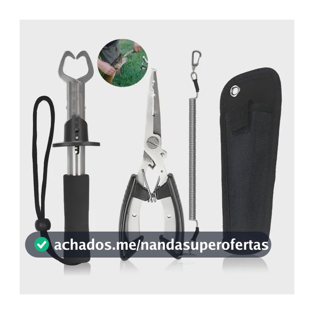Kit Pesca Alicate Contenção Peixe + Alicate Bico Saca Preto