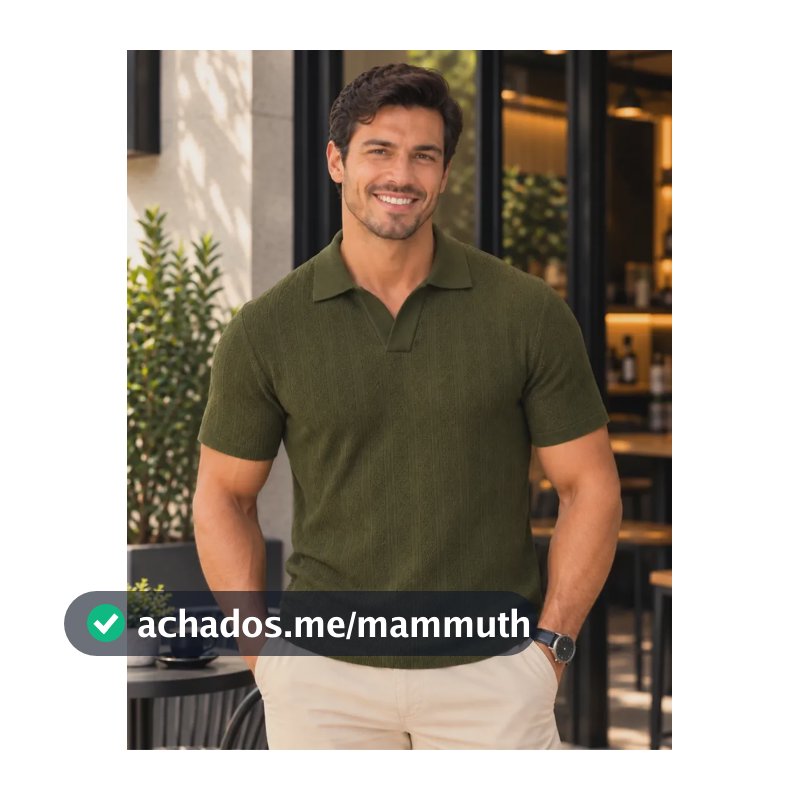 Camisa Polo Italiana Masculina Sem Botões Em Tricot Verde G