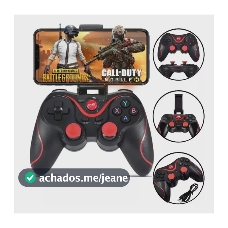 Controle Gamepad Joystick Celular Bluetooth Android Jogos Pc Cor Vermelho
