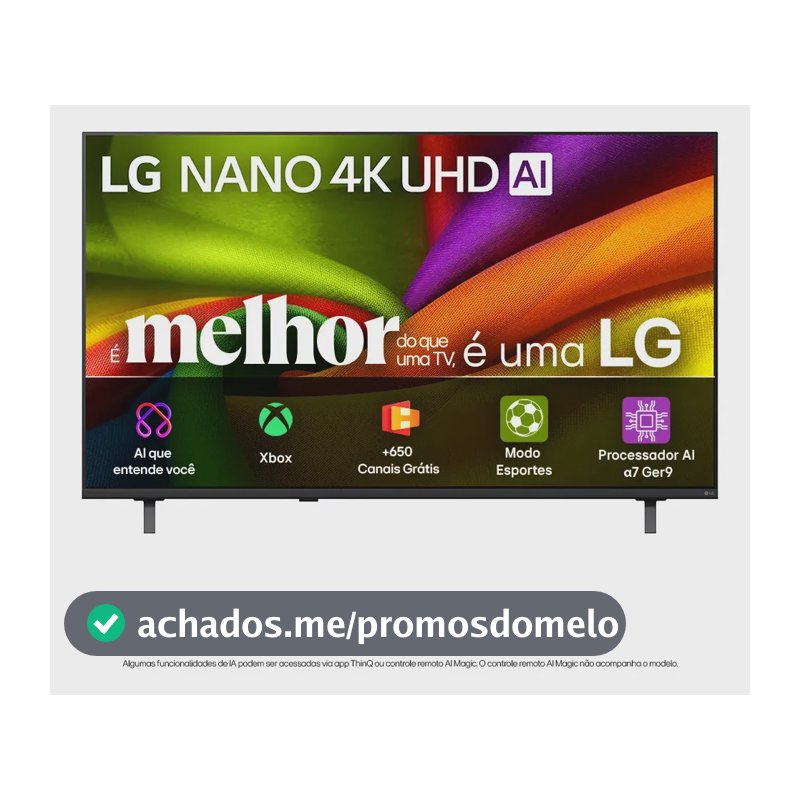 General F28 Smart TV 4K 55" LG NANO UHD AI NU850 2026 Processador α7 Ger9 HDR10 Xbox Bluetooth Wi-Fi AI Search Google Gemini webOS 26 - 55NU850BPSA