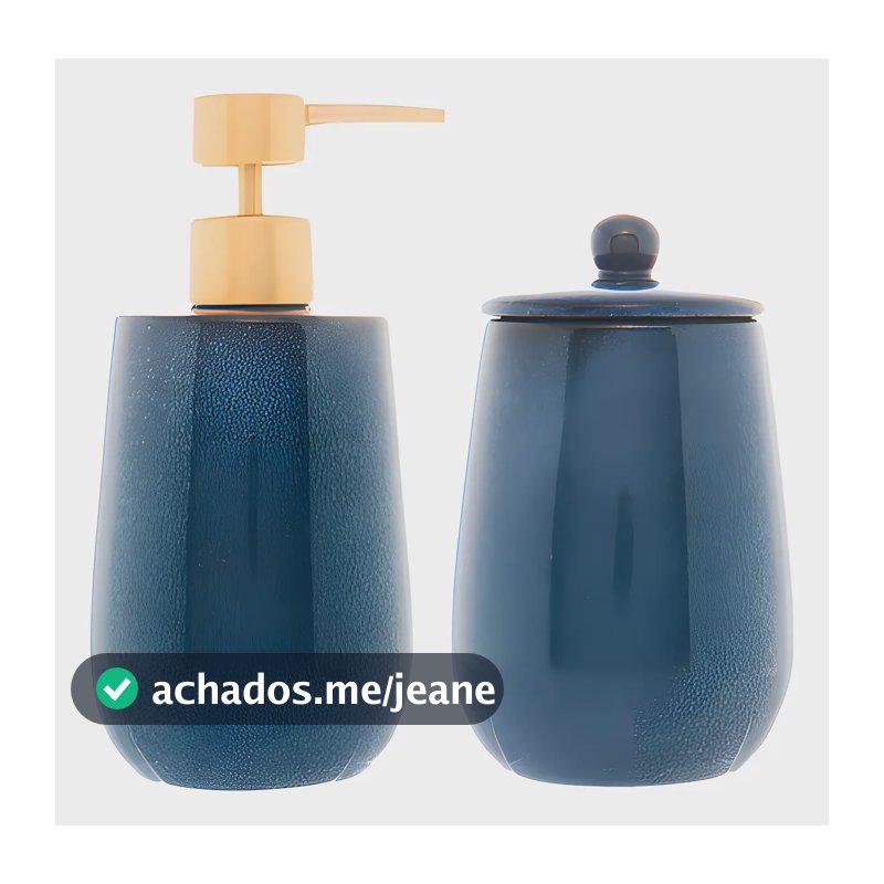 Kit Banheiro Lavabo 2 Peças Lyor Desconhecido Em Cerâmica Azul Reactive