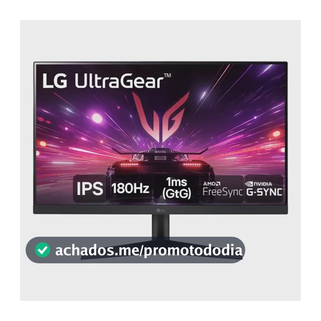 Monitor Gamer LG UltraGear 24”IPS Full HD 180Hz 1ms (GtG) NVIDIA G-SYNC AMD FreeSync HDR10 sRGB 99% HDMI DisplayPort, Preto- 24GS60F