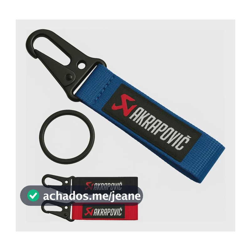 Chaveiro Automotivo Carro Moto Jdm Tecido Nylon Akrapovic Cor Azul