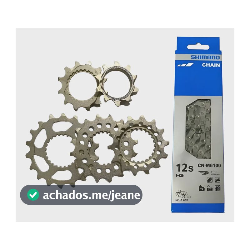 Kit Cog Shimano Cassete 12v 10 12 14 16 18d Corrente M6100 Prateado 10 18