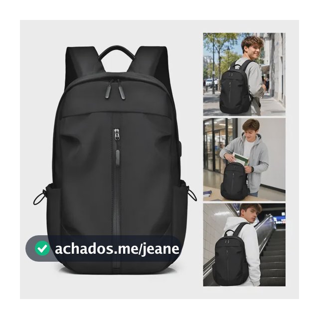 Mochila Masculina Notebook Impermeável Entrada Usb Faculdade Preto