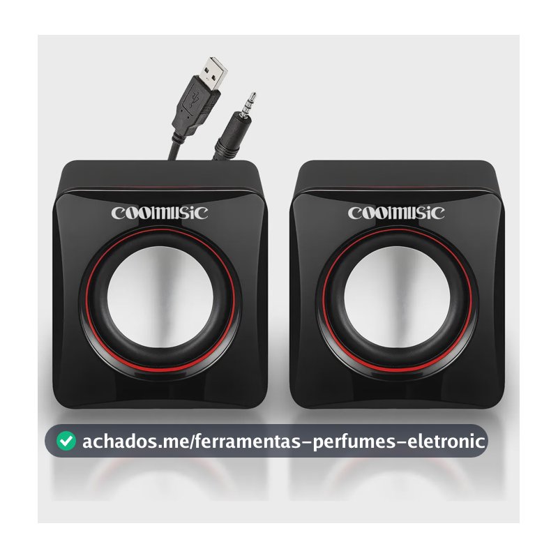 Caixa Caixinha De Som Potente Pc Notebook Subwoofer Para Computador 6w Usb P2 Alto Falante De Mesa Coolmusic