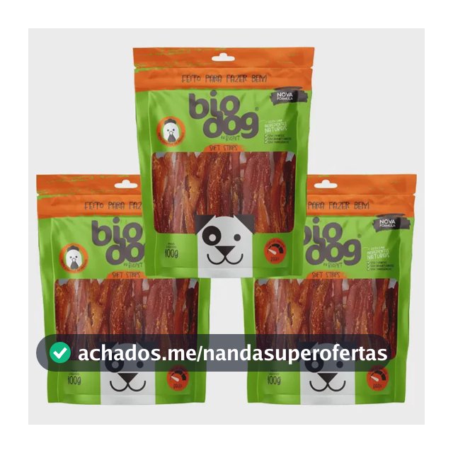3x Petisco Para Cães Biodog Gourmet Soft Strips - Frango