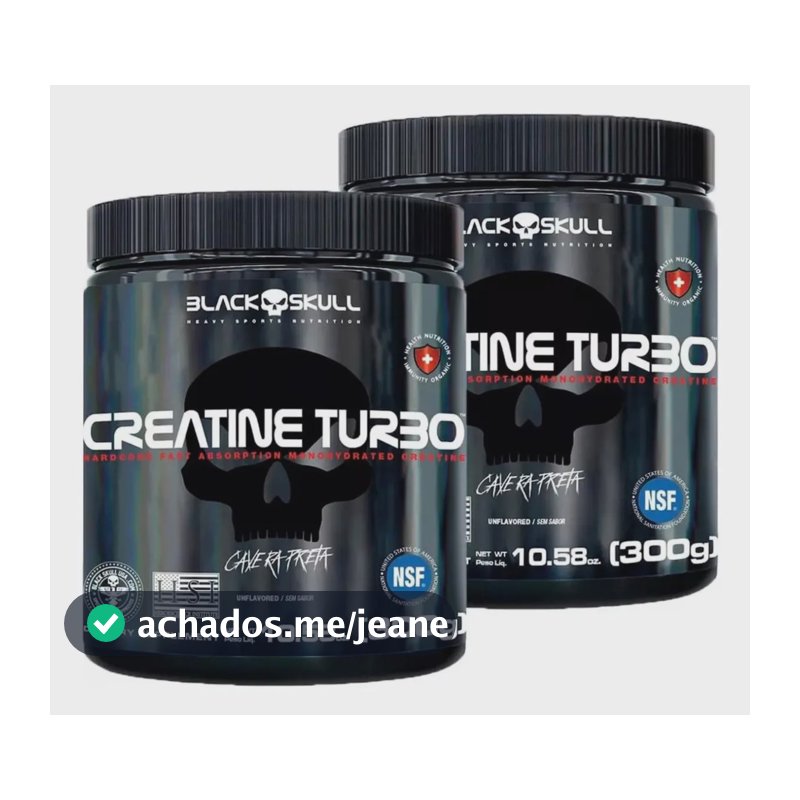 Kit 2x Creatine Caveira Preta 300g - Black Skull Sabor Sem Sabor