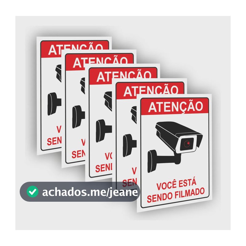 5 Placas Sinalização Monitoramento Por Câmeras De Segurança