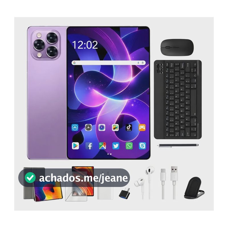 Tablet Android 15 Tab Kit Completo Ram 16gb 512gb 11.6'' Hd Lilás
