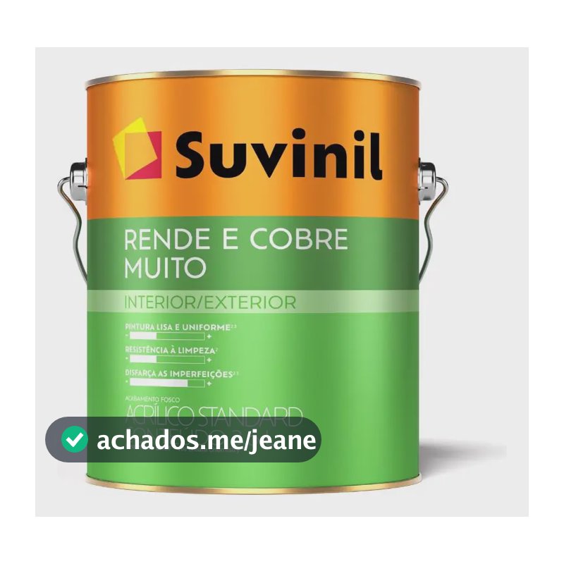 Tinta Acrílica Suvinil Rende & Cobre Muito 3.6L Fosco Cromio