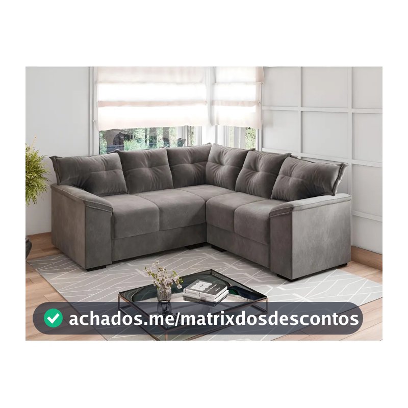 Sofá De Canto 5 Lugares Lisboa Flash Estofados Cor Cinza