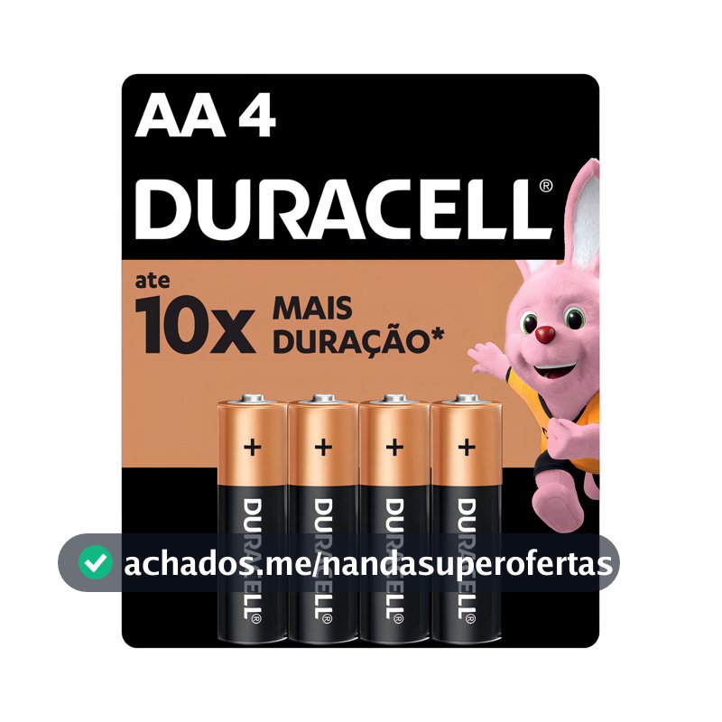 Pilha Alcalina Aa Pequena Duracell Com 4 Unidades