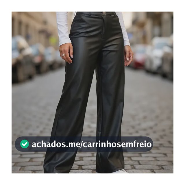 Calça Couro Feminina Wide Leg Cintura Alta Pantalona Premium