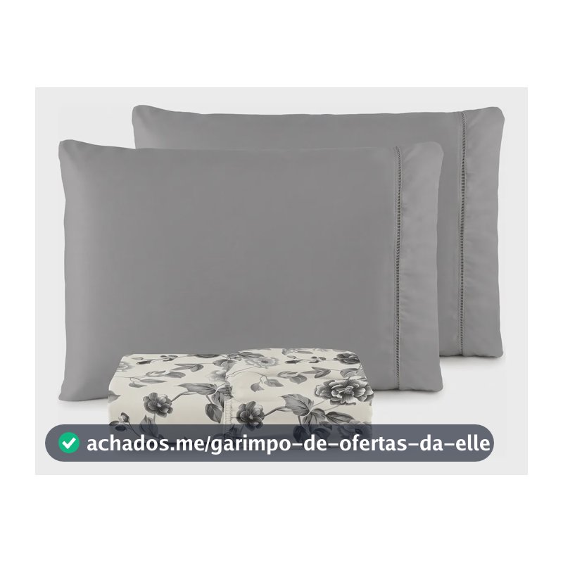 Jogo De Lençol Casal Padrão 3 Pçs 400 Fios C/ Elástico Hotel Cinza Florido