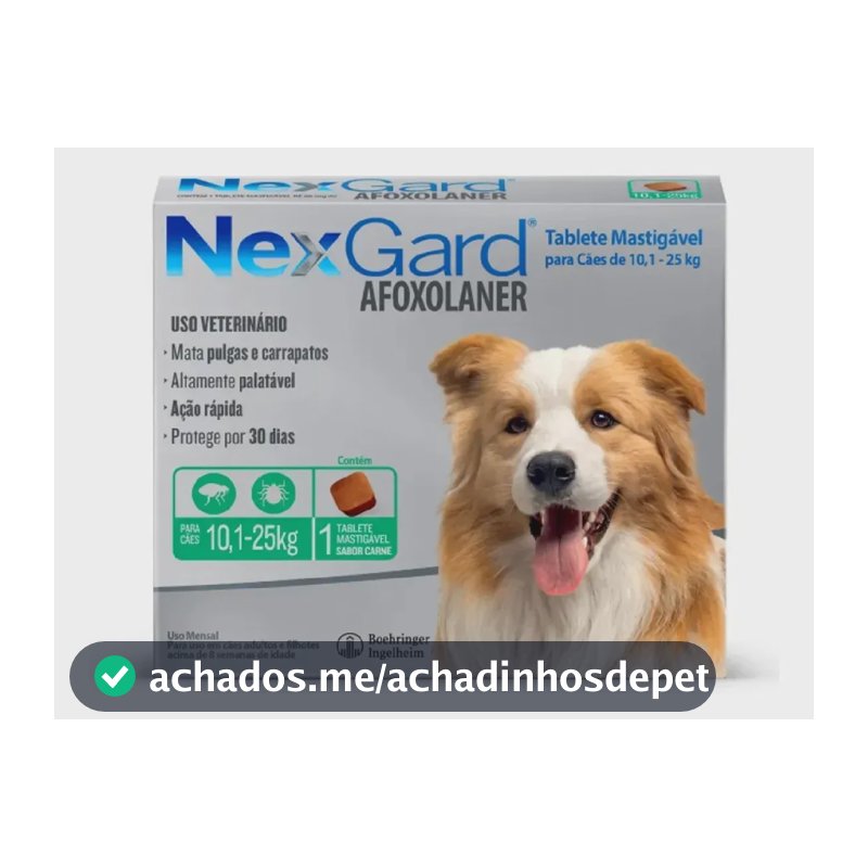 Boehringer Ingelheim NexGard TABLETE Antipulgas e Carrapatos Cão - 1 - 10 kg - 25 kg - 1 - Unidade - 1