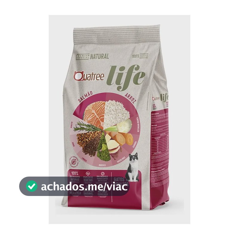 Ração Quatree Life Gatos Ad Salmão 10,1kg (sem Transgênicos)