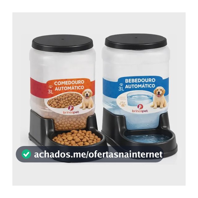 Kit Comedouro Bebedouro Cachorro Gato Pet 3l Automático Preto