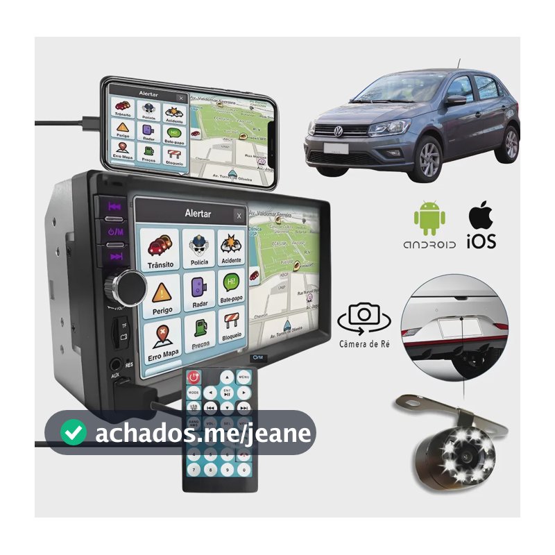Central Multimídia Espelhamento E Bluetooth Player 2din 7pol Preto