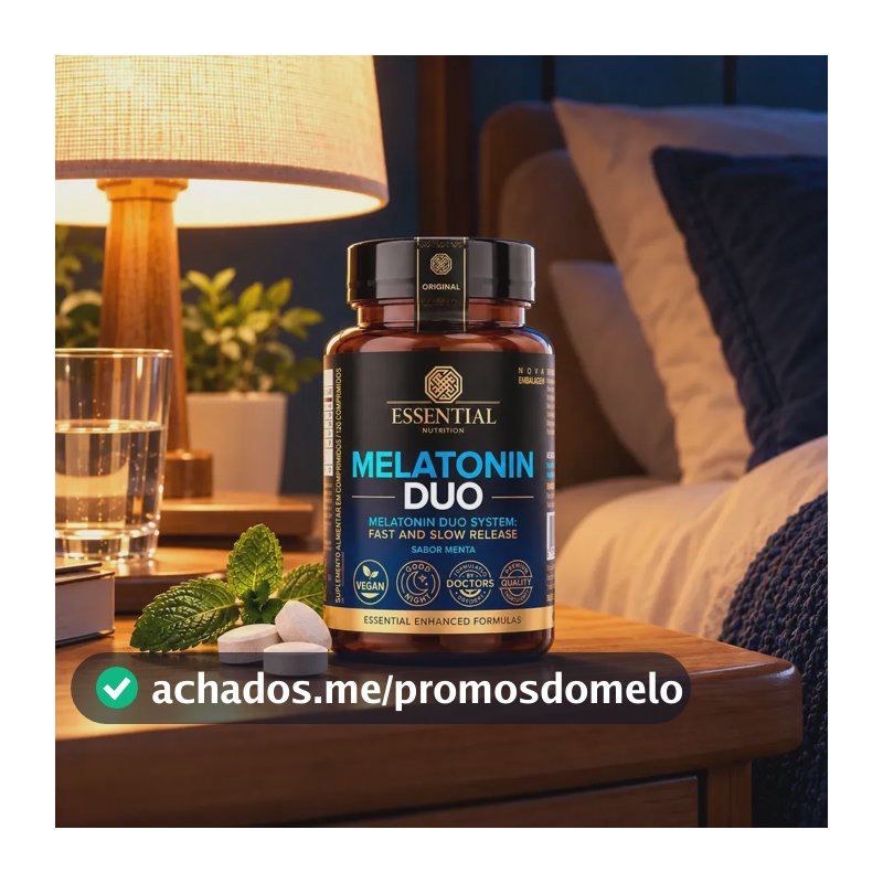 Melatonina Duo Essential Nutrition Sabor Menta, 120 Comprimidos Sublinguais Vegan de Rápida e Lenta Liberação