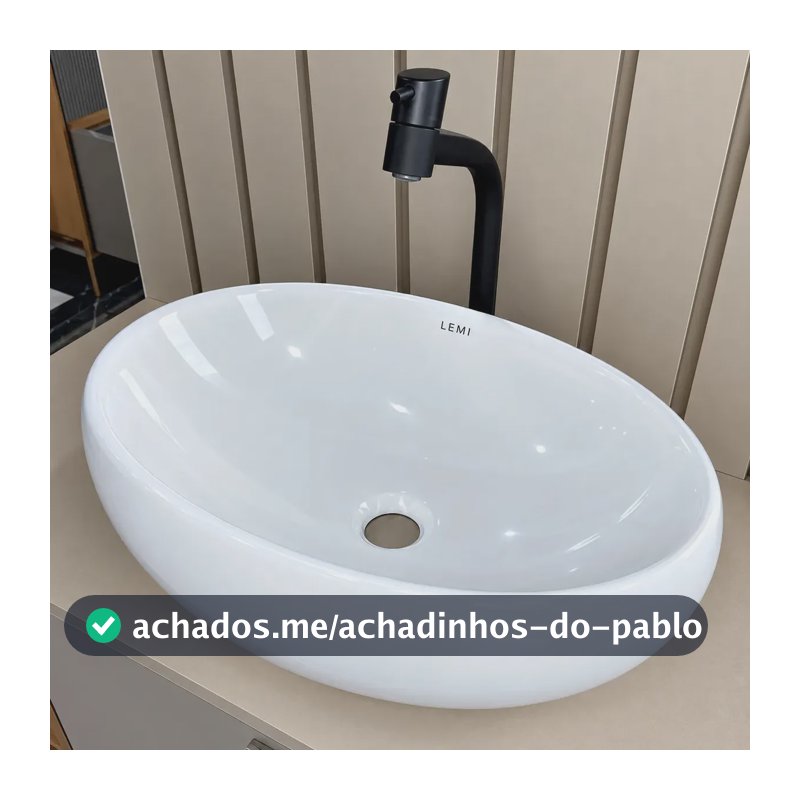 Cuba Sobrepor Oval Lemi 46,5cm Louça Banheiro Branco Brilhante