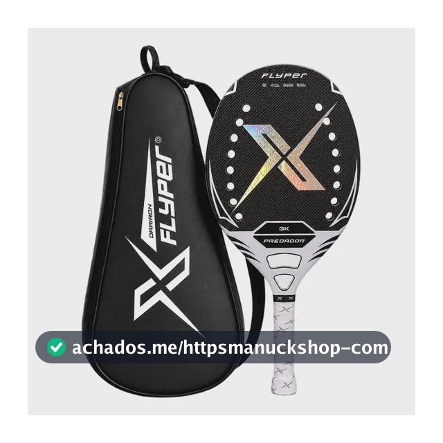 Raquete Beach Tennis Predador Carbono 3k 315g Flyper Leve Predador Preta