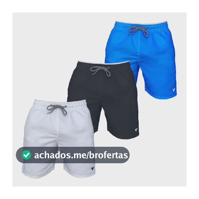 Kit 3 Bermudas Lisas Amarração Shorts Academia Treino Praia